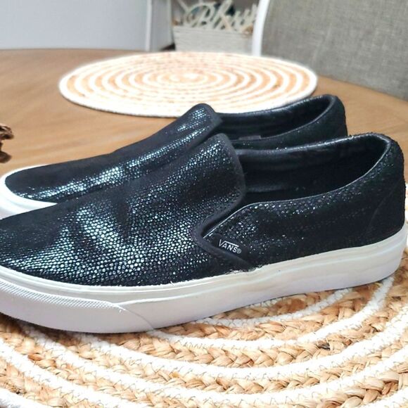 Vans Embossed Black Pebble Snakeskin Unisex Loafers, 11W/9.5M, NWOT - Picture 5 of 9